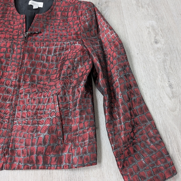 Vintage Conrad C Collection Made In Canada Red Crocodile Pattern Jacket Size 10 - Picture 3 of 9